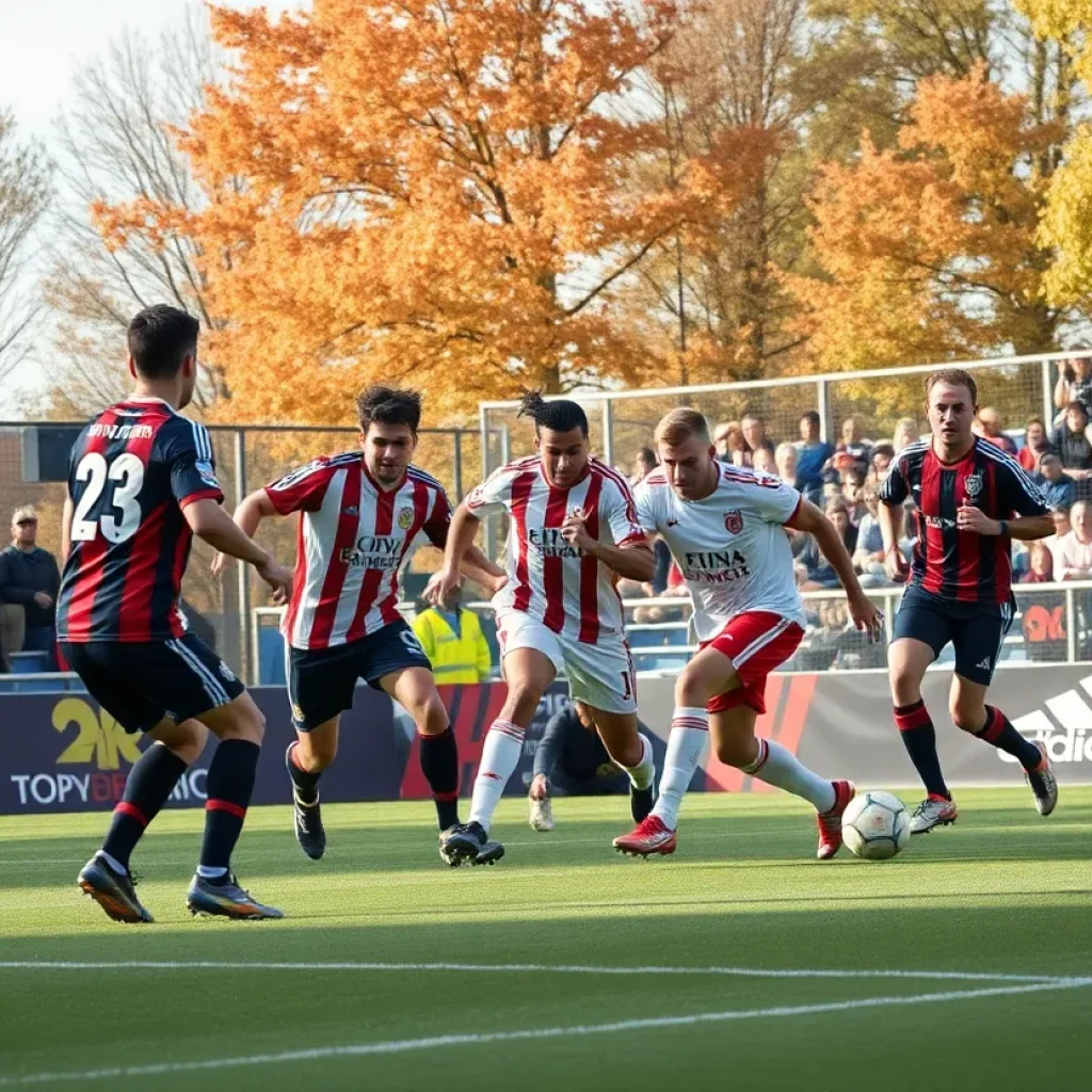 Soccer players competing during a match in Sauk Rapids-Rice