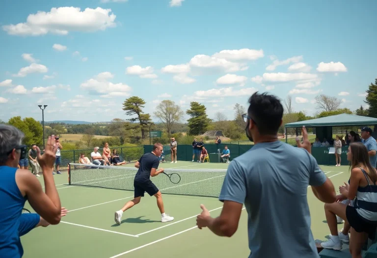 Tennis teams from Siloam Springs competing in a match at a park.