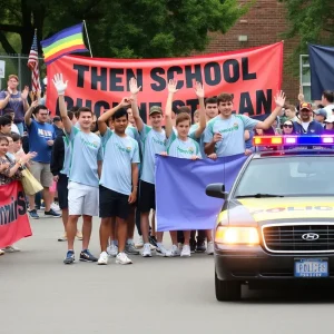 Students and faculty cheer for Silver Creek boys tennis team send-off