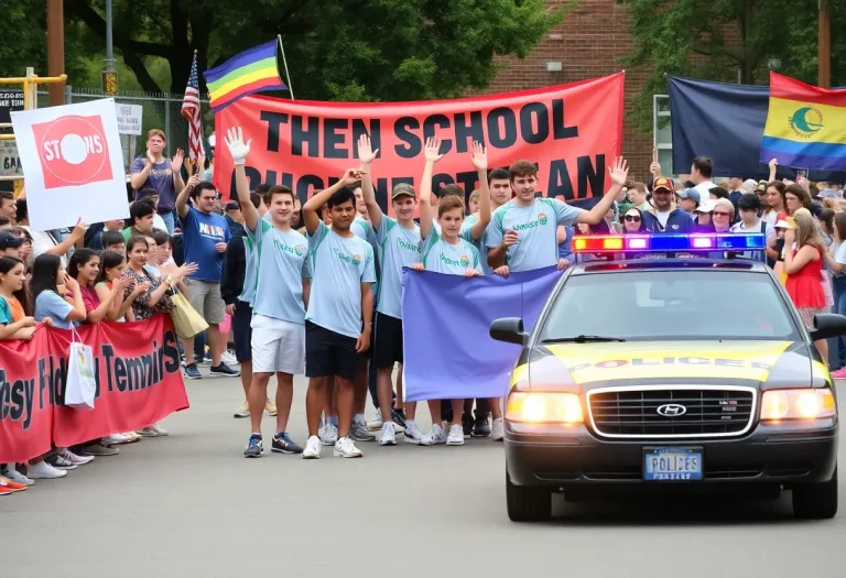 Students and faculty cheer for Silver Creek boys tennis team send-off