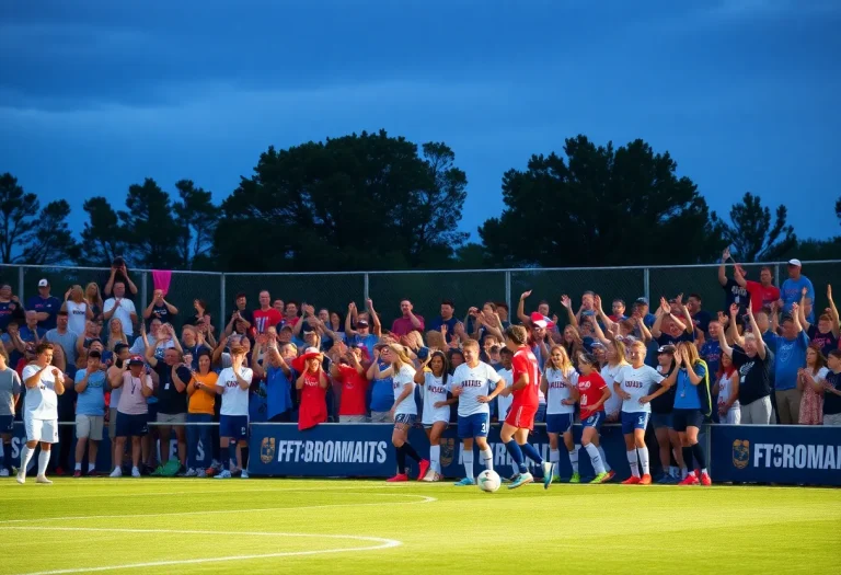 Cheering fans at a high school soccer tournament