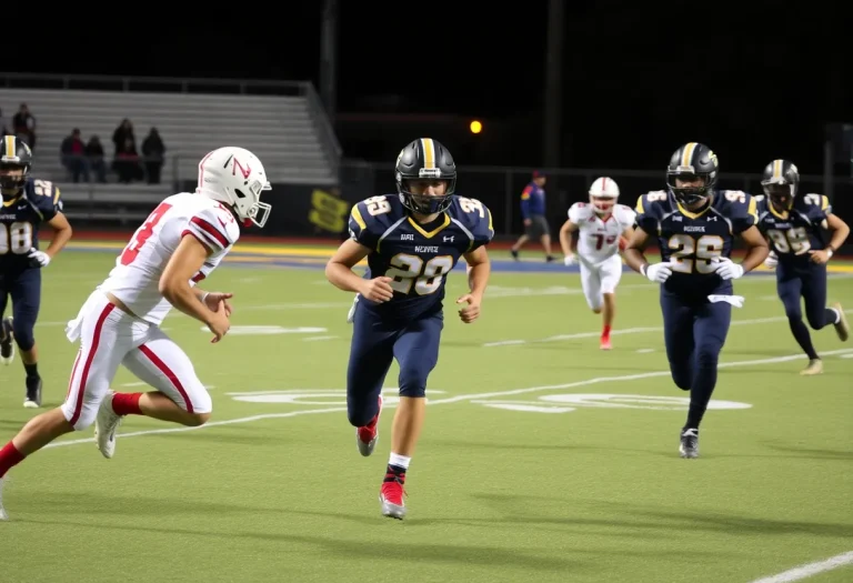 High school football players competing on the field in Southland