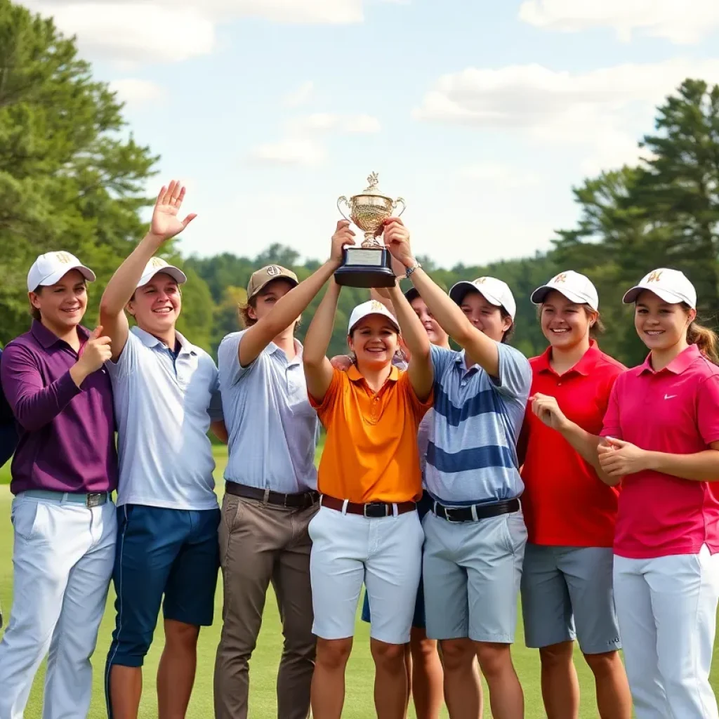 Sturgis East golf team celebrating their first win on the course