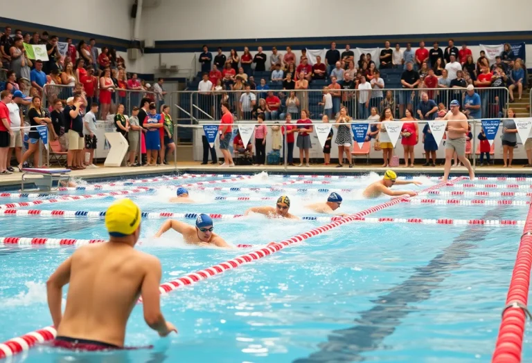 Swimmers competing at the Pelican High School Swim Meet