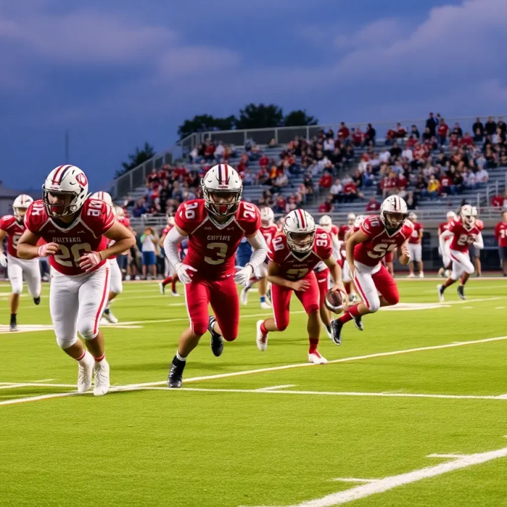 Texas high school football players in action during a game