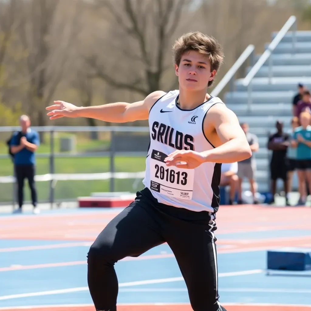 High school athlete practicing discus throw