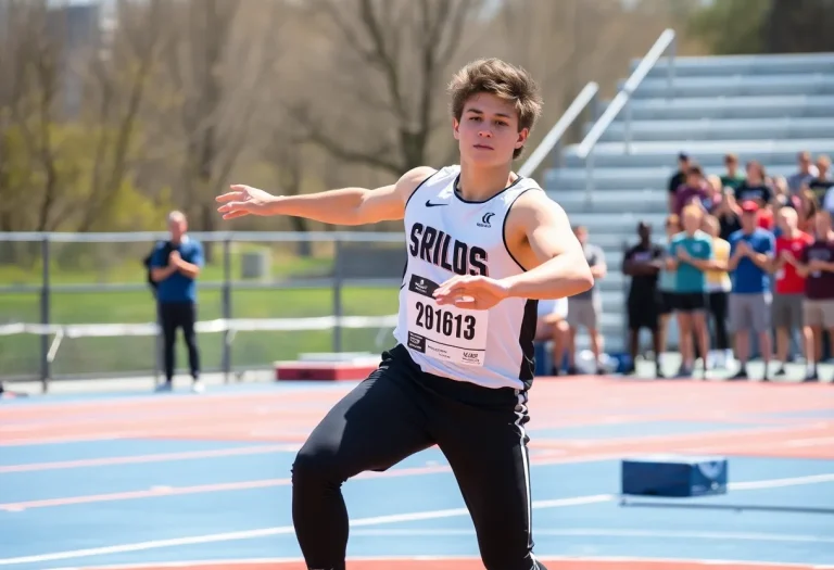 High school athlete practicing discus throw