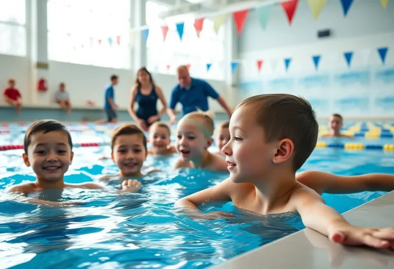 Young swimmers training at the pool