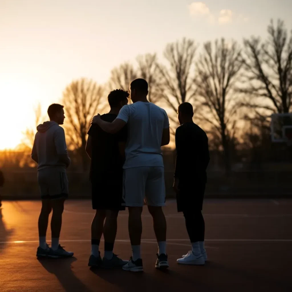 Basketball court sunset tribute