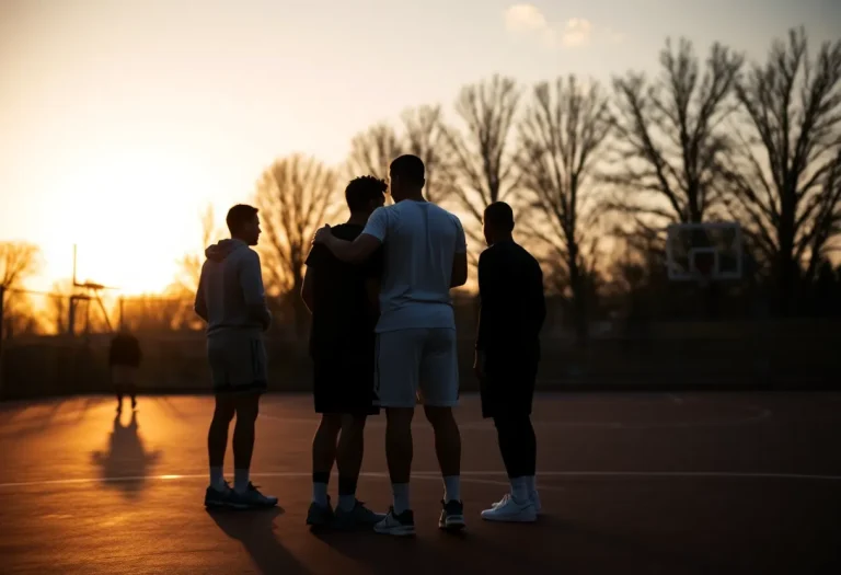 Basketball court sunset tribute