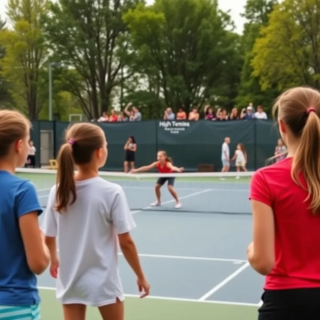 High school tennis players competing in a pre-regional match