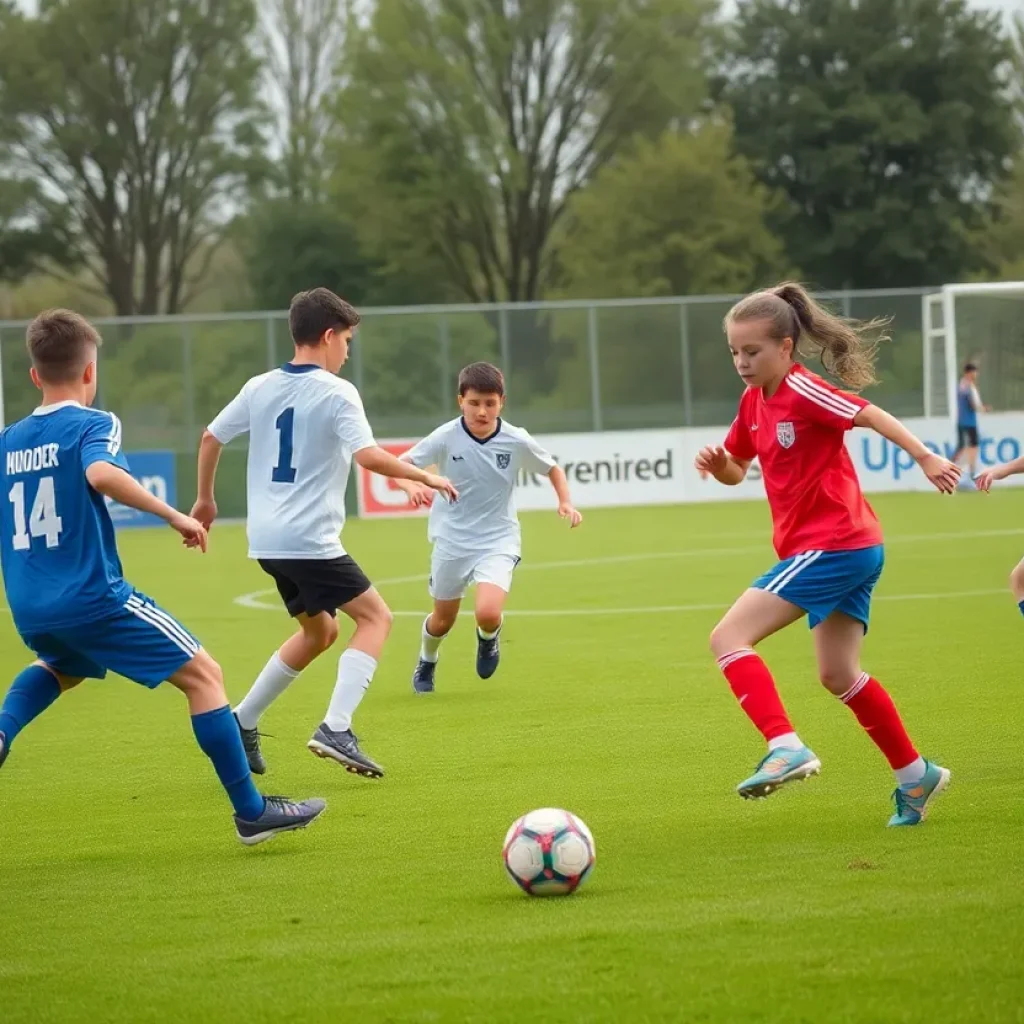 United boys soccer team playing a match