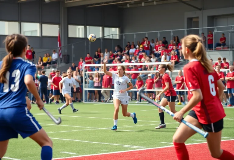 High school athletes playing soccer, volleyball, and field hockey in Vermont