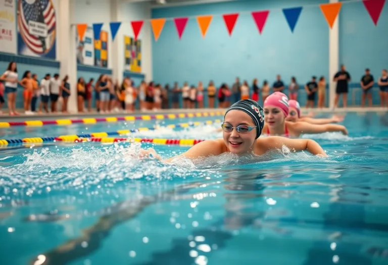 Walla Walla Girls Swim Team competing in a swimming relay