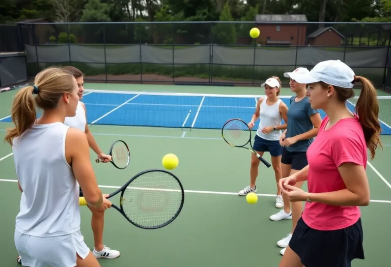 Washington High School tennis team competing in a match