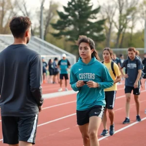Webster Groves High School track team in action during a training session.