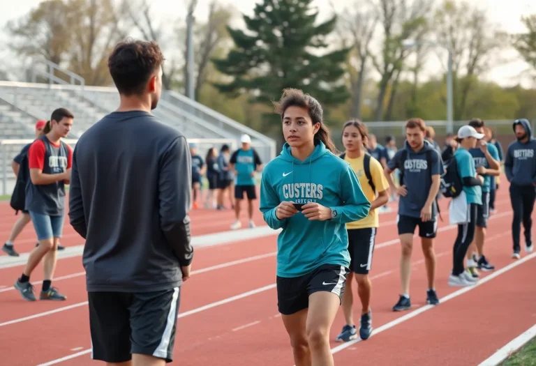 Webster Groves High School track team in action during a training session.