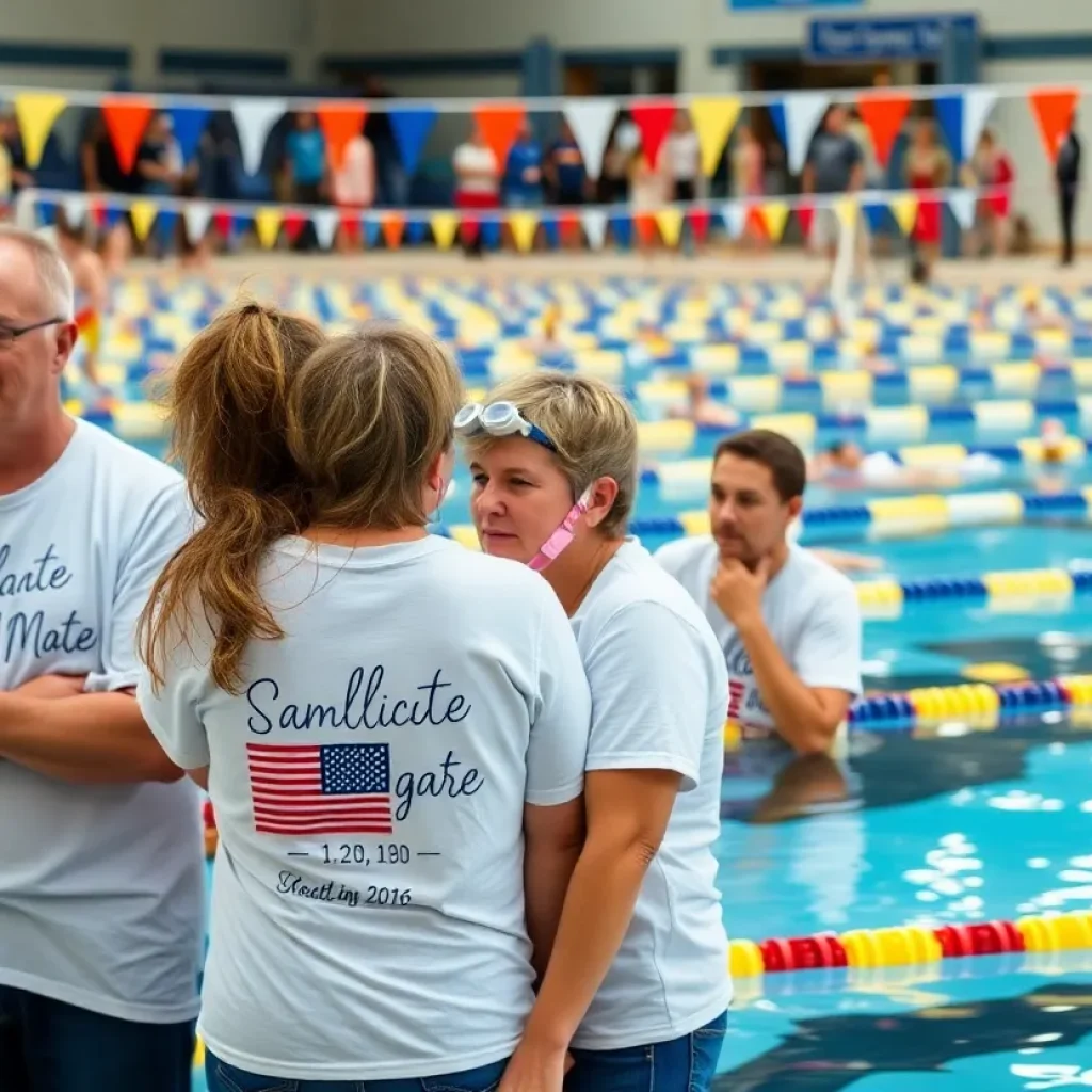 Community members gathered at a swim meet honoring Grant Freeze