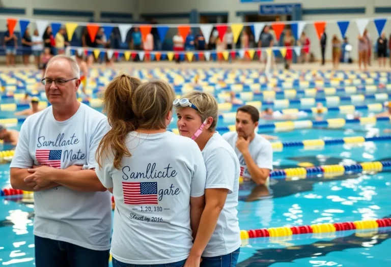Community members gathered at a swim meet honoring Grant Freeze
