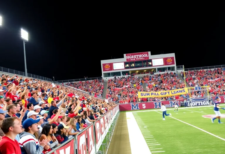 Cheering fans at a high school football game in Wisconsin