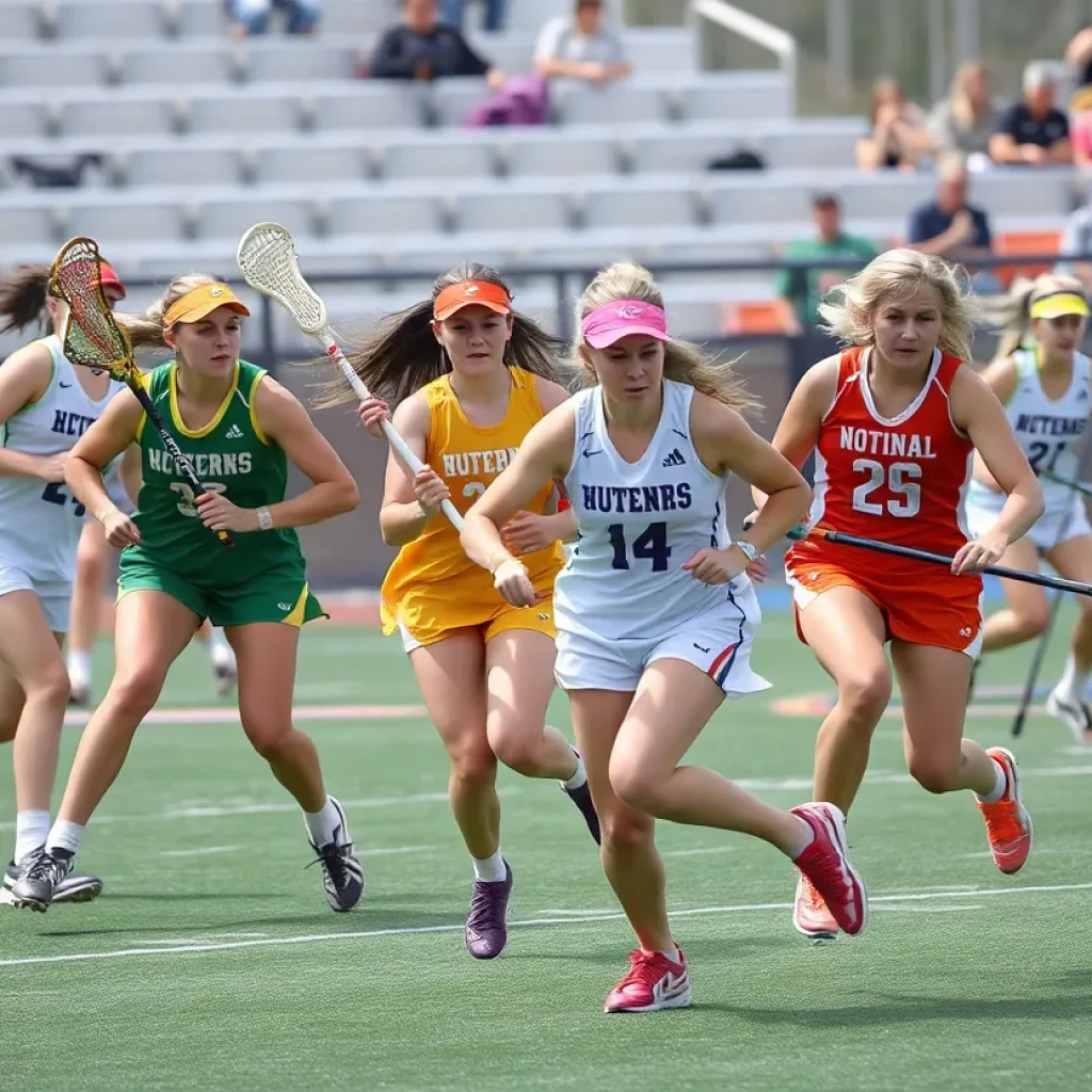 Women's lacrosse players in action during a match