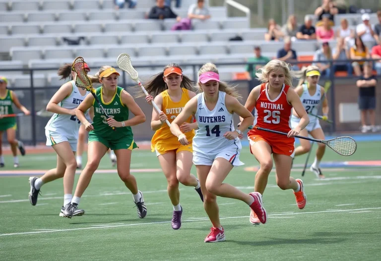 Women's lacrosse players in action during a match