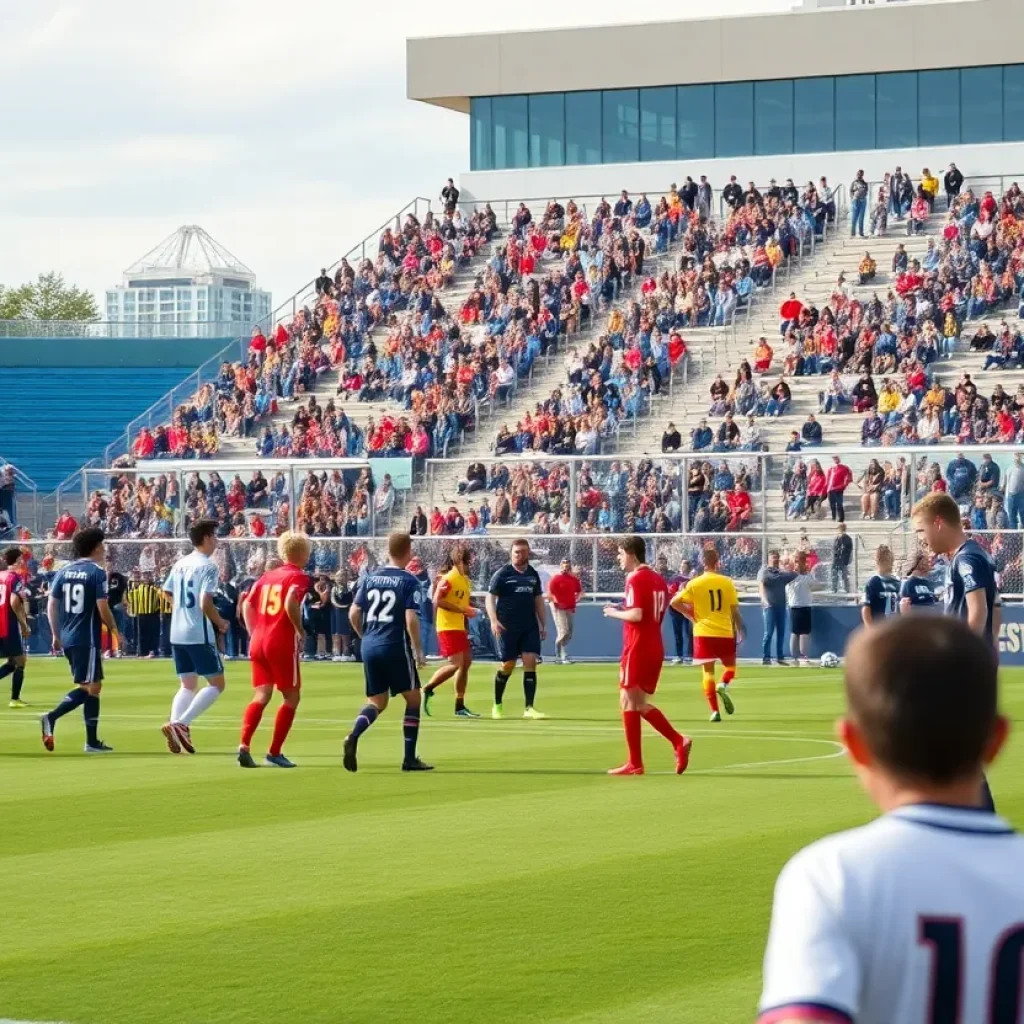 High school soccer teams preparing for WPIAL playoffs at Highmark Stadium.