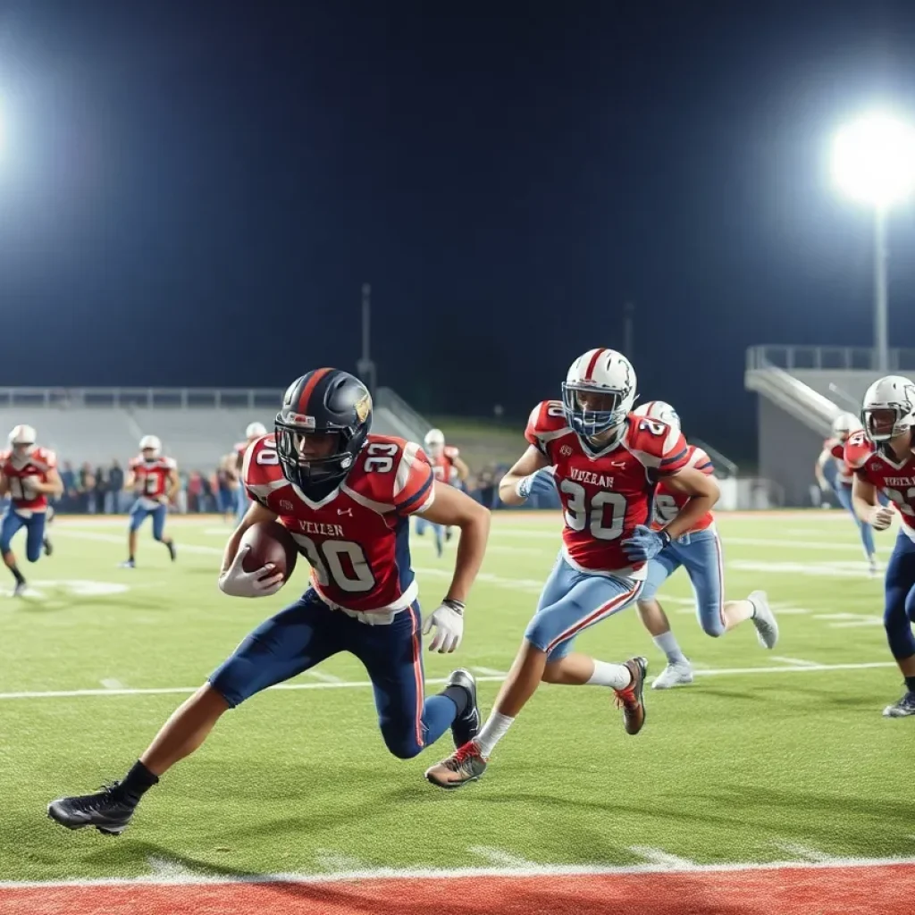 High school football game action in Wyoming