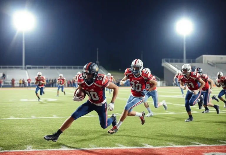 High school football game action in Wyoming