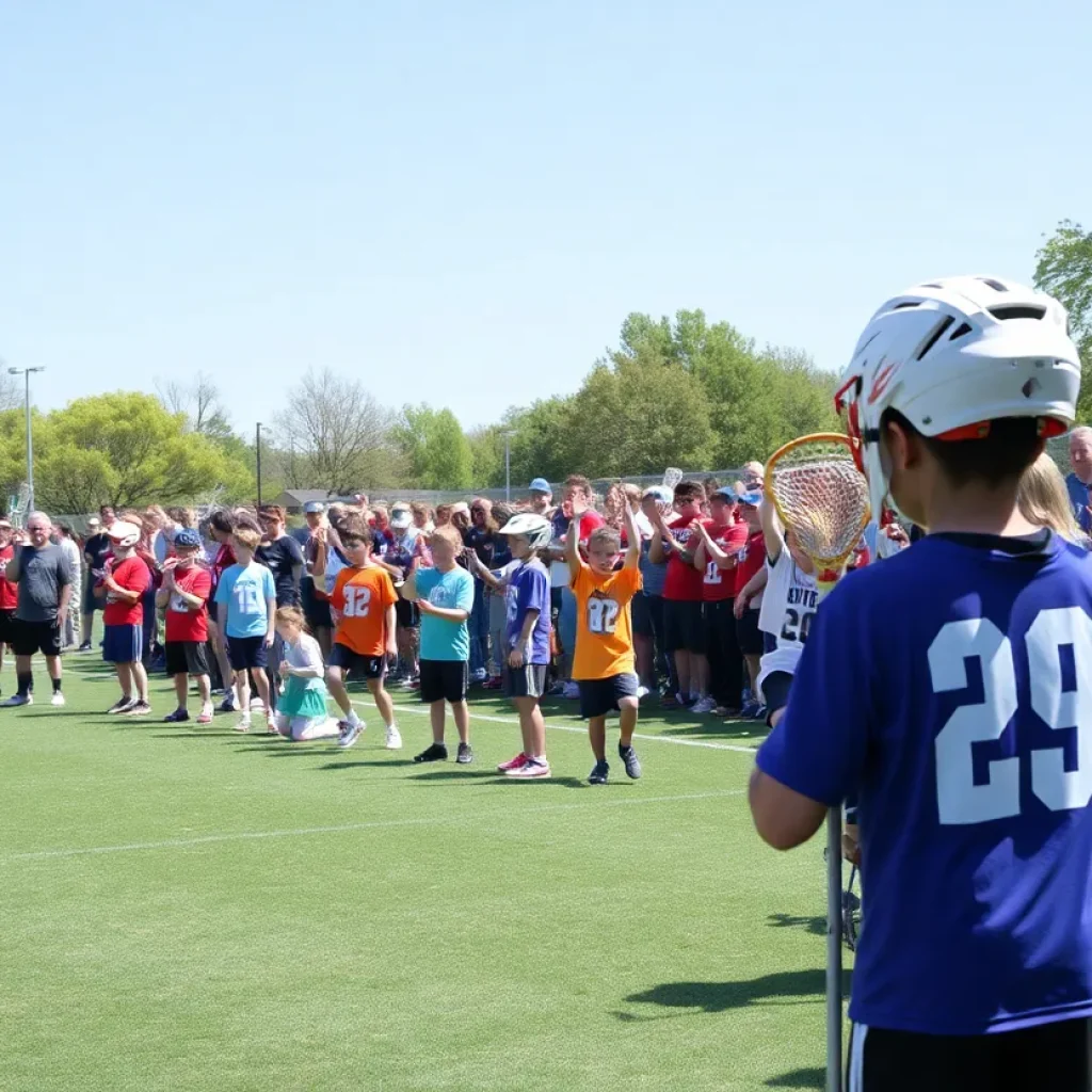 Children participating in youth lacrosse clinics in Philadelphia