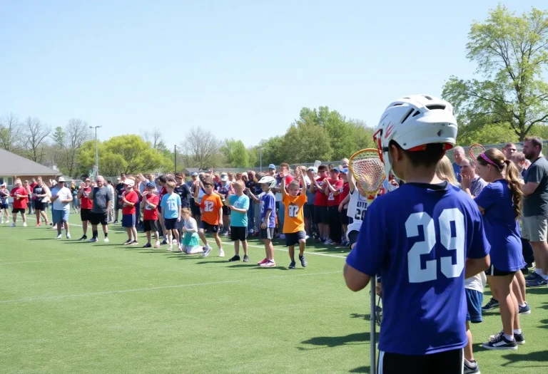 Children participating in youth lacrosse clinics in Philadelphia
